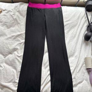 Champion Black Boot-Cut Pants with Pink Waistband